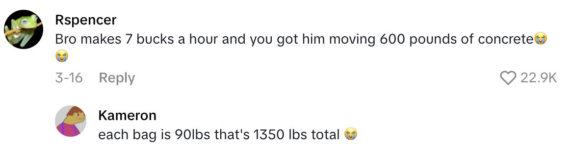 Screenshot 2025 06 29 at 10.49.23 AM A Home Depot Worker Had A Hard Time With A Cart Full Of Quikrete Bags.   I felt bad for this poor man that was helping.